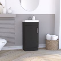Tuhome Concept - Armoire de salle de bain avec lavabo Madrid, avec meuble de rangement 83CM l x 33CM p x 40CM l Noir
