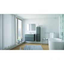 Meuble rangement de salle de bain suspendu 2 Tiroirs tamafe - 80cm - gris mat - vasque