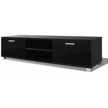 Helloshop26 - Meuble télé buffet tv télévision design pratique à haute brillance noir 140 cm