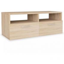 Meuble télé buffet tv télévision design pratique aggloméré 95 cm chêne