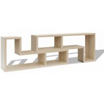 Helloshop26 - Meuble télé buffet tv télévision design pratique double en forme de l chêne