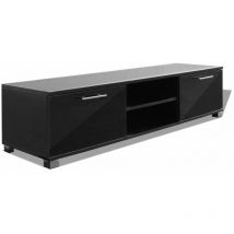 Meuble télé buffet tv télévision design pratique noir brillant 120 cm
