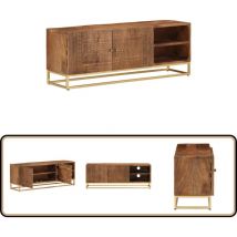 Vidaxl - Meuble tv 110x30x40 cm bois massif de manguier et fer - Meubles Tv - Meuble Tv - Support Tv - Unité Tv - Meuble Rangement