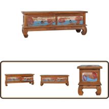 Vidaxl - Meuble tv 110x35x40 cm Bois de teck recyclé - Meuble Tv - Meuble Tv Bois - Meuble Tv Colonial - Meuble Tv Vintage - Meuble Tv Teck