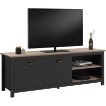 Idmarket - Meuble tv 140 cm campagne isis bois et noir