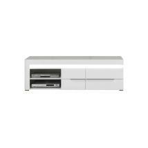 Meuble tv 150 cm Blanc Brillant à led - kiele - l 152 x l 44.5 x h 48 cm