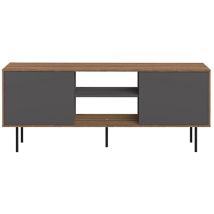 Meuble Tv 151x62x40 Cm Décor Noyer Et Gris
