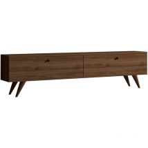 Oviala - Meuble tv 160 cm mélaminé en bois