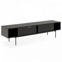 Oviala - Meuble tv 180 cm style indus bois noir