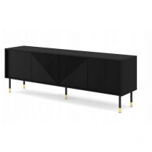 Meuble TV 180x40x61 cm meuble Hi-fi luxueux sur pied Noir mat WODUN