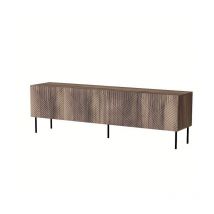 Meuble TV 190x58x40 cm couelur Noix NOCO meuble Hi-fi luxueux sur pieds noir avec 4 portes