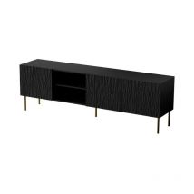 Meuble TV 190x60x41 cm meuble Hi-fi luxueux sideboeard sur pied Noir mat YOUNGE