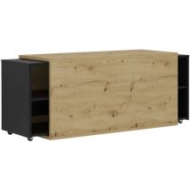 FMD - Meuble tv 194,5x39,9x49,2 cm Chêne artisanal et noir