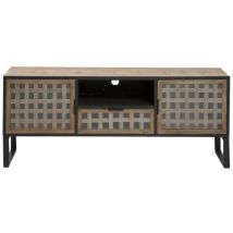 Made In Meubles - Meuble tv en sapin et métal noir Elise