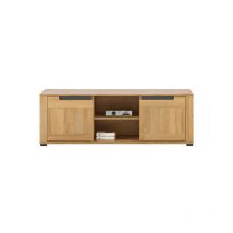 Meuble tv 2 portes battantes Chêne/Gris - cracovie - l 149 x l 39.5 x h 50.5 cm