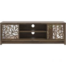 Meuble tv 2 Portes Galano Lyra, 140cm w x 39.8cm d x 46.8cm h, Style Moderne, Couleur chêne noueux