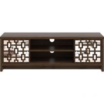 Meuble tv 2 Portes Galano Newark, 140cm w x 39.8cm d x 46.8cm h, Style Moderne, Couleur noyer royal