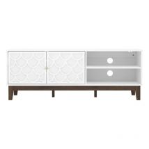 Meuble tv 2 Portes Galano Trafford, 140cm w x 39.8cm d x 52cm h, Style Moderne, Couleur Blanc