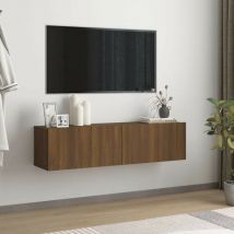 Le Poisson Qui Jardine - Meuble tv 2 Tiroirs : 120 x 30 x 30 Couleur Chêne Foncé. a suspendre au mur - Chêne Foncé