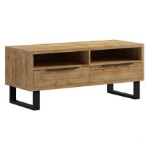 Meuble TV 2 tiroirs 124 cm Eden Bois et Metal