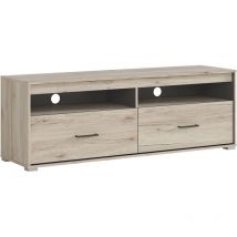 Petits-meubles - Meuble tv 2 tiroirs 144 cm Abriel Bois et Anthracite