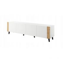 Meuble TV 200x52x42 cm Blanc mat FUTI meuble Hi-fi luxueux sur pieds