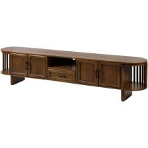 Meuble tv 220x40x50 en bois d'Acacia naturel laqué madrid 85
