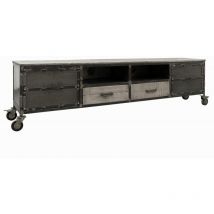 Meuble TV 220x40 Manguier laqué Gris HEAVY INDUSTRY 132