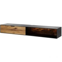 Meuble tv 220x43x30 en bois de Chêne sauvage naturel huilé lindau 28