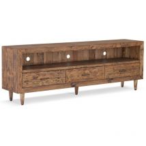 Meuble tv 3 Tiroirs Bois Marron 200x40x68cm - Décoration d'Autrefois
