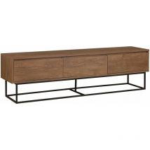 Cotecosy - Meuble tv coloris noyer et métal noir Milo