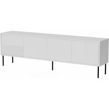 Bim Furniture - Meuble tv abudabi 200 cm 4D quatre portes panneau mdf façade fraisée blanc mat