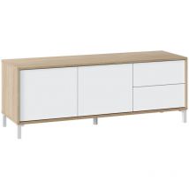 Usinestreet - Meuble tv avec 2 portes et 2 tiroirs - Longueur 47 x Hauteur 130 x Profondeur 41 cm