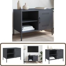 Meuble TV anthracite 68x39x50,5 cm acier - Meubles Tv - Meuble Tv Industriel - Meuble Tv Design - Rangement Tv - Support Tv Mural
