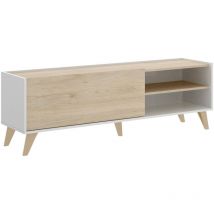 Dmora - Meuble TV Asinara, Buffet bas pour le salon, Buffet TV pour le salon, 155x43h47 cm, Chêne et Blanc, avec emballage renforcé