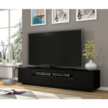 Bim Furniture - Meuble tv Aura 200x37x42H Cm meuble suspendu ou au sol avec pieds couleur Noir Mat