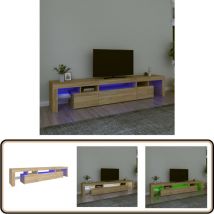 Meuble TV avec lumières LED Chêne sonoma 215x36,5x40 cm - Meuble Tv - Meuble Tv Led - Meuble Tv Avec Éclairage - Meuble Tv Design - Meuble Tv