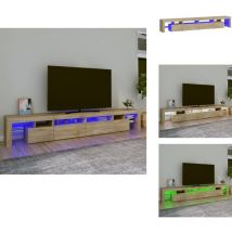 Meuble TV avec lumières LED Chêne sonoma 260x36,5x40 cm - Meuble Tv - Meuble Tv Led - Meuble Tv Avec Éclairage - Meuble Tv Design - Meuble Tv