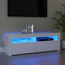 Maison Chic - Meuble tv avec lumières led Banc tv Armoire de rangement Blanc 120x35x40 cm 45229