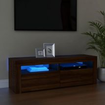 Lling - skm Meuble tv avec lumières led Chêne marron 120x35x40 cm