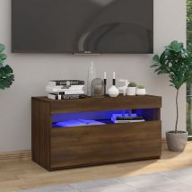 Doc&et² - skm Meuble tv avec lumières led Chêne marron 75x35x40 cm