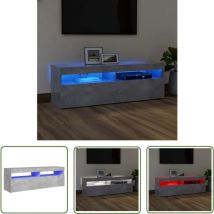 Yoyo - The Living Store Meuble tv avec lumières led gris béton 120x35x40 cm - Meuble Tv - Meuble Téléviseur - Armoire Tv - Télévision Led - Éclairage