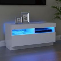 Bonnevie - Meuble tv avec lumières led pour Salon - Armoire tv Blanc 80x35x40 cm BV116398