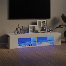 Bonnevie - Meuble tv avec lumières led pour Salon - Armoire tv Blanc brillant 135x39x30 cm BV606799