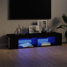 Bonnevie - Meuble tv avec lumières led pour Salon - Armoire tv Noir 135x39x30 cm BV131463