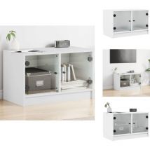 Meuble tv avec portes en verre blanc 68x37x42 cm - Meubles Tv - Meuble Tv - Support Tv - Unité Tv - Meuble Moderne
