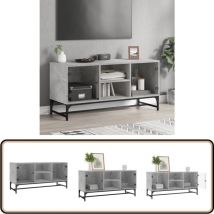 Meuble tv avec portes en verre gris béton 102x37x50 cm - Meubles Tv - Meuble Tv - Support Tv - Unité Tv - Meuble Tv Moderne