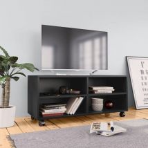 Maison Chic - Meuble tv avec roulettes Noir 90x35x35 cm Bois d'ingénierie -ASAF99175