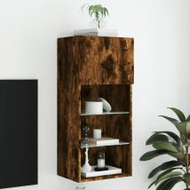 Maisonchic - Meuble tv, Banc tv, Armoire de rangement avec lumières led chêne fumé 40,5x30x90 cm FR651789 Maison Chic
