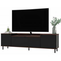 Beaux Meubles Pas Chers - Meuble tv bar 70 Pouces 3 Portes 3 Niches Châtaignier Noir